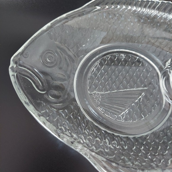 VTG Glass Plates Etched Tapas Appetizer Party Fish Set Shrimp Cocktail Tuscany - Picture 5 of 16